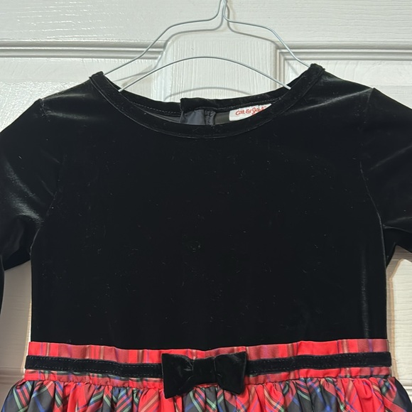 Cat & Jack Black Velvet top and Red Plaid Holiday Dress size S (6/6X). Gorgeous - Picture 2 of 8